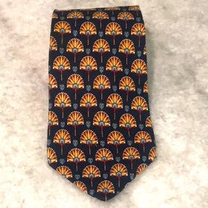 Vintage Hastings Traditions Silk Tie Mens Art Deco Blue Gold Made in USA Classic